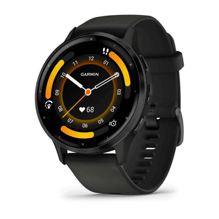 Venu 3 Slate Stainless Steel Bezel with Black Case and Silicone Band