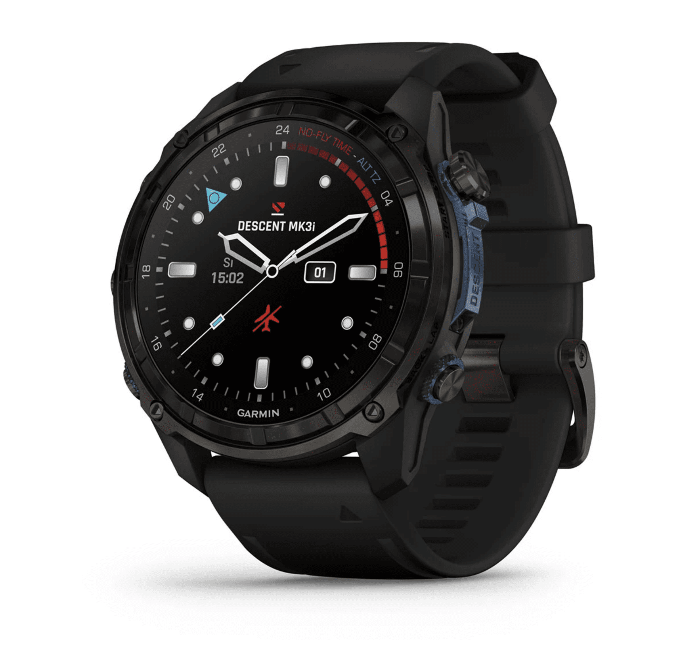 Descent Mk3i – 51 mm Carbon Gray DLC Titanium with Black Silicone Band