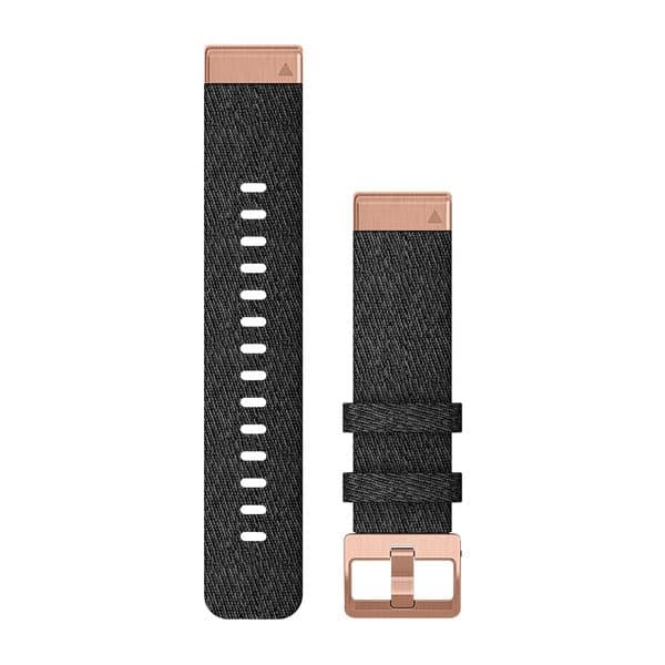 QuickFit 20 Watch Bands Heathered Black Nylon with Rose Gold Hardware