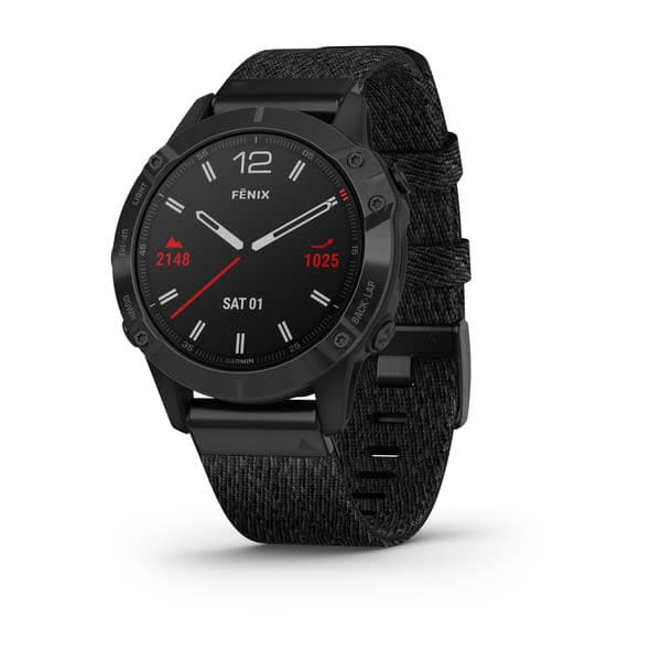Fenix 6 Sapphire Black DLC with Heathered Black Nylon Band