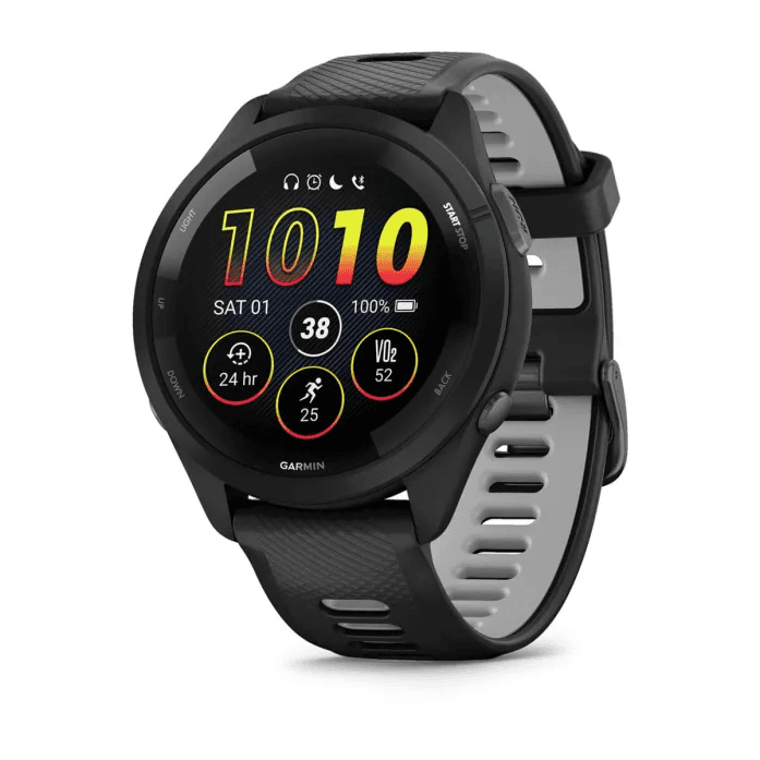 Forerunner 265 Black Bezel and Case with Black/Powder Gray Silicone Band