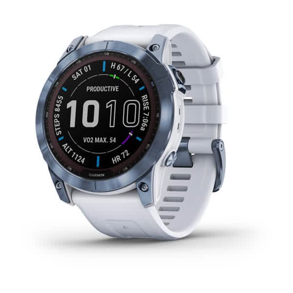 Fenix 7X Sapphire Solar Mineral Blue DLC Titanium with Whitestone Band