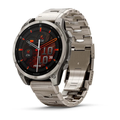 Спортивные часы для бега и триатлона Garmin Fenix 8 – Sapphire bare titanium, graphite with a titanium band, plus a graphite silicone band, 47 mm