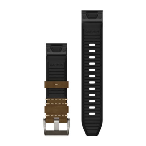 Quickfit 22 Watch Straps Leather/FKM hybrid strap, tundra/black