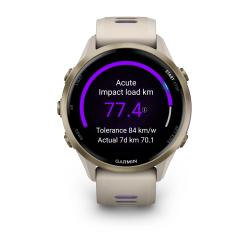 Forerunner 970 Soft Gold Titanium with French Grey Case and French Grey/Translucent Indigo Band