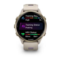 Forerunner 970 Soft Gold Titanium with French Grey Case and French Grey/Translucent Indigo Band