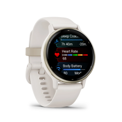 Garmin Vivoactive 5 Cream Gold Aluminum Bezel with Ivory Case and Silicone Band