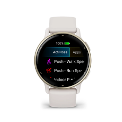 Garmin Vivoactive 5 Cream Gold Aluminum Bezel with Ivory Case and Silicone Band
