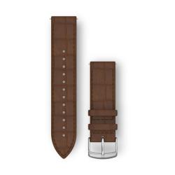 Quick Release Bands (20 mm) Dark Brown Embossed Italian Leather with Silver Hardware
