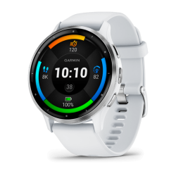 Venu 3 Silver Stainless Steel Bezel with Whitestone Case and Silicone Band