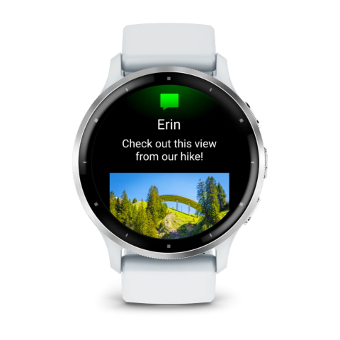 Venu 3 Silver Stainless Steel Bezel with Whitestone Case and Silicone Band