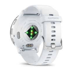 Venu 3 Silver Stainless Steel Bezel with Whitestone Case and Silicone Band