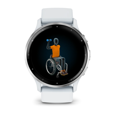 Venu 3 Silver Stainless Steel Bezel with Whitestone Case and Silicone Band