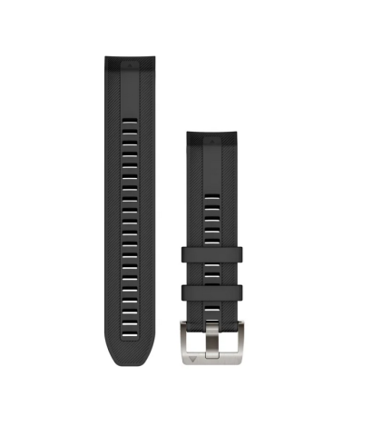 QuickFit 22 Watch Straps Black Silicone Strap (Silver) 