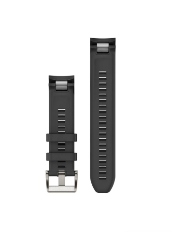 QuickFit 22 Watch Straps Black Silicone Strap (Silver) 