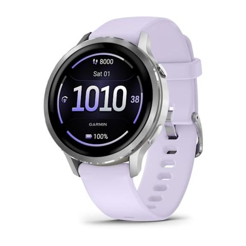 Venu 4 - 41 mm Silver with Periwinkle Silicone Band