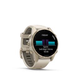 Спортивные часы для бега и триатлона Garmin Fenix 8 – Sapphire Soft Gold With Fog Gray/Dark 43 mm