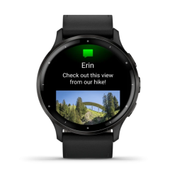 Venu 3 Slate stainless steel bezel with black case and black leather band