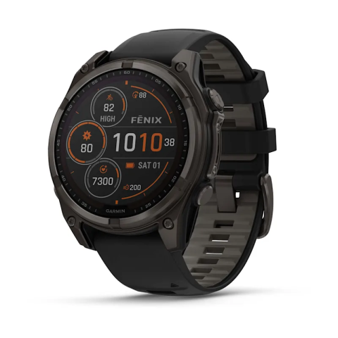 Спортивные часы для бега и триатлона Garmin Fenix 8 – Solar Sapphire With Black/Pebble Gray Silicone 47 mm