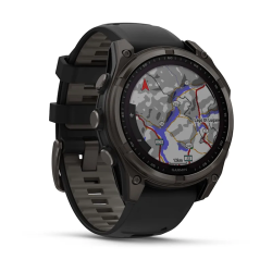 Fenix 8 – Solar Sapphire Carbon Gray DLC Titanium With Black/Pebble Gray Silicone 47 mm
