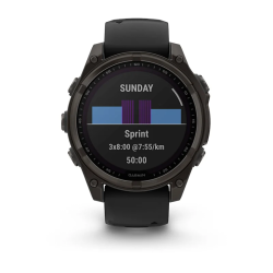 Спортивные часы для бега и триатлона Garmin Fenix 8 – Solar Sapphire With Black/Pebble Gray Silicone 47 mm