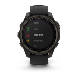 Fenix 8 – Solar Sapphire Carbon Gray DLC Titanium With Black/Pebble Gray Silicone 47 mm