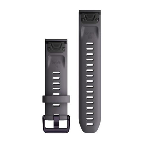 QuickFit 20mm Band Shale Gray Silicone with Amethyst Hardware