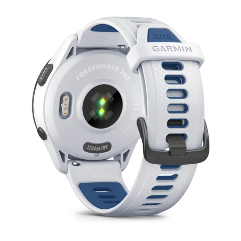 Forerunner 265 Black Bezel with Whitestone Case and Whitestone/Tidal Blue Silicone Band