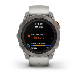 Garmin Fenix 7 Pro – Sapphire Solar Edition Titanium with Fog Gray/Ember Orange Band