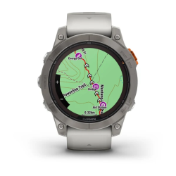 Garmin Fenix 7 Pro – Sapphire Solar Edition Titanium with Fog Gray/Ember Orange Band