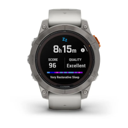 Garmin Fenix 7 Pro – Sapphire Solar Edition Titanium with Fog Gray/Ember Orange Band
