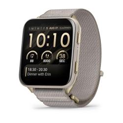Venu X1 Soft Gold with Titanium Caseback and French Grey Nylon Band