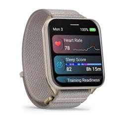 Venu X1 Soft Gold with Titanium Caseback and French Grey Nylon Band