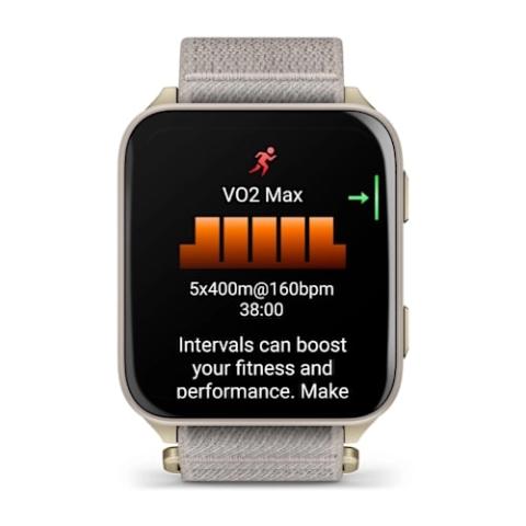 Venu X1 Soft Gold with Titanium Caseback and French Grey Nylon Band