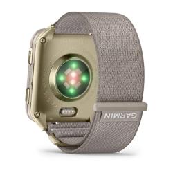 Venu X1 Soft Gold with Titanium Caseback and French Grey Nylon Band