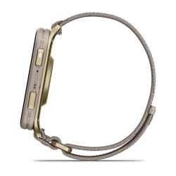 Venu X1 Soft Gold with Titanium Caseback and French Grey Nylon Band