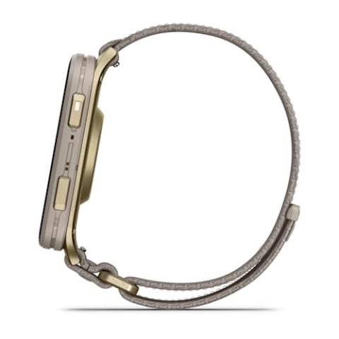 Venu X1 Soft Gold with Titanium Caseback and French Grey Nylon Band