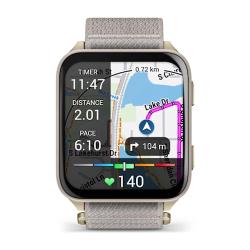 Venu X1 Soft Gold with Titanium Caseback and French Grey Nylon Band