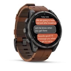 Fenix 8 Pro – 47 mm, AMOLED Sapphire, Carbon grey DLC titanium with Chestnut leather band