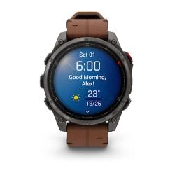 Fenix 8 Pro – 47 mm, AMOLED Sapphire, Carbon grey DLC titanium with Chestnut leather band