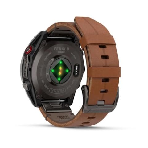 Fenix 8 Pro – 47 mm, AMOLED Sapphire, Carbon grey DLC titanium with Chestnut leather band