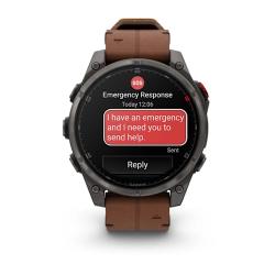 Fenix 8 Pro – 47 mm, AMOLED Sapphire, Carbon grey DLC titanium with Chestnut leather band