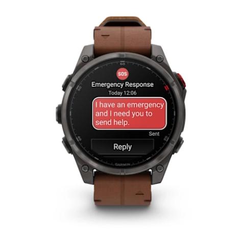 Fenix 8 Pro – 47 mm, AMOLED Sapphire, Carbon grey DLC titanium with Chestnut leather band