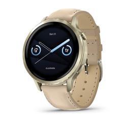 Venu 4 - 41 mm Lunar Gold with Bone Silicone Band and Light Sand Leather Band