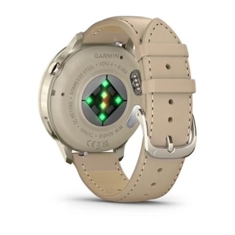 Venu 4 - 41 mm Lunar Gold with Bone Silicone Band and Light Sand Leather Band