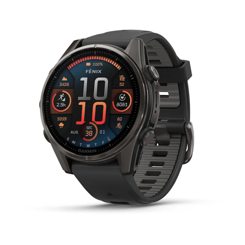 Спортивные часы для бега и триатлона Garmin Fenix 8– Sapphire With Black/Pebble Gray Silicone 43 mm