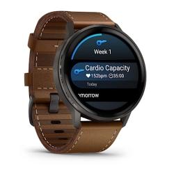 Venu 4 - 45 mm Slate with Black Silicone Band and Brown Leather Band