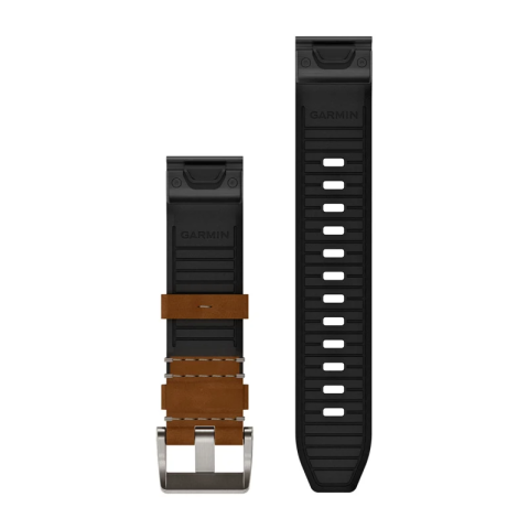 Quickfit 22 Watch Straps Leather/FKM hybrid strap, brown/black