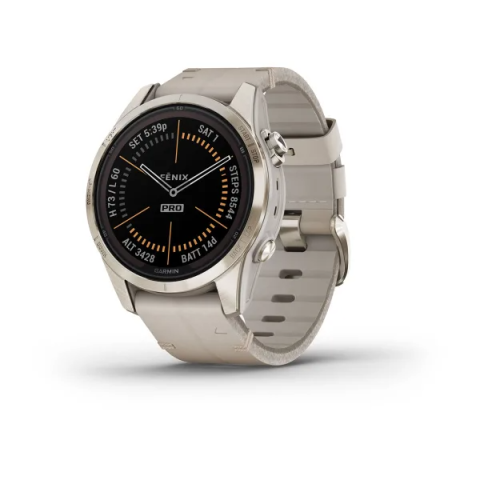 Спортивные часы для бега и триатлона Garmin Fenix 7S Pro – Sapphire Solar Edition Soft Gold