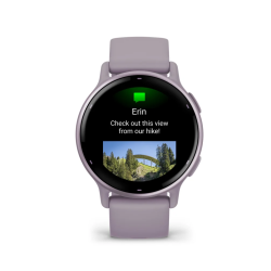 Garmin Vivoactive 5 Metallic Orchid Aluminum Bezel with Orchid Case and Silicone Band